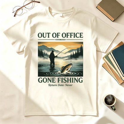 Out of Office Gone Fishing Return Date Never Funny Fishing T-Shirt