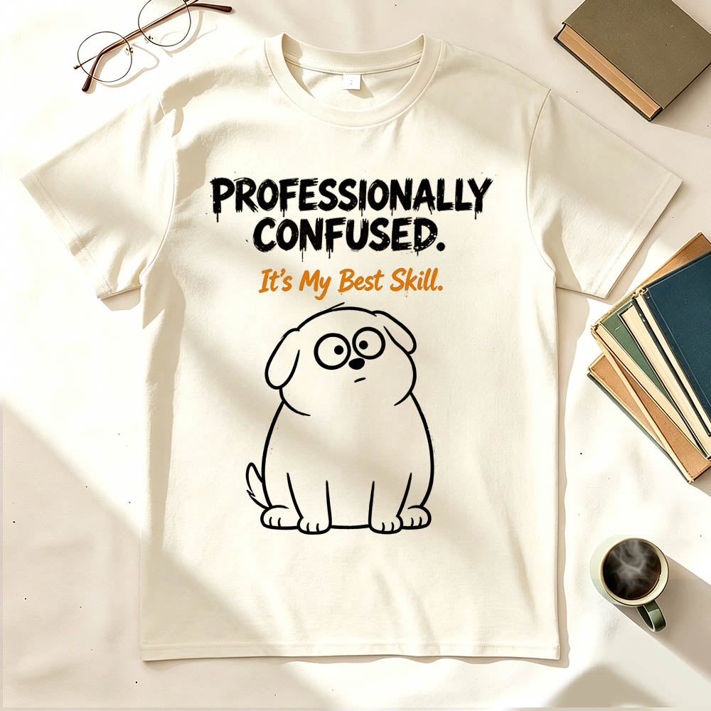Professionally Confused T-Shirt – Funny Sarcastic Gift for Coworkers