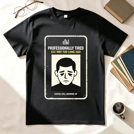 Professionally Tired Est Way Too Long Ago Funny Work T-Shirt
