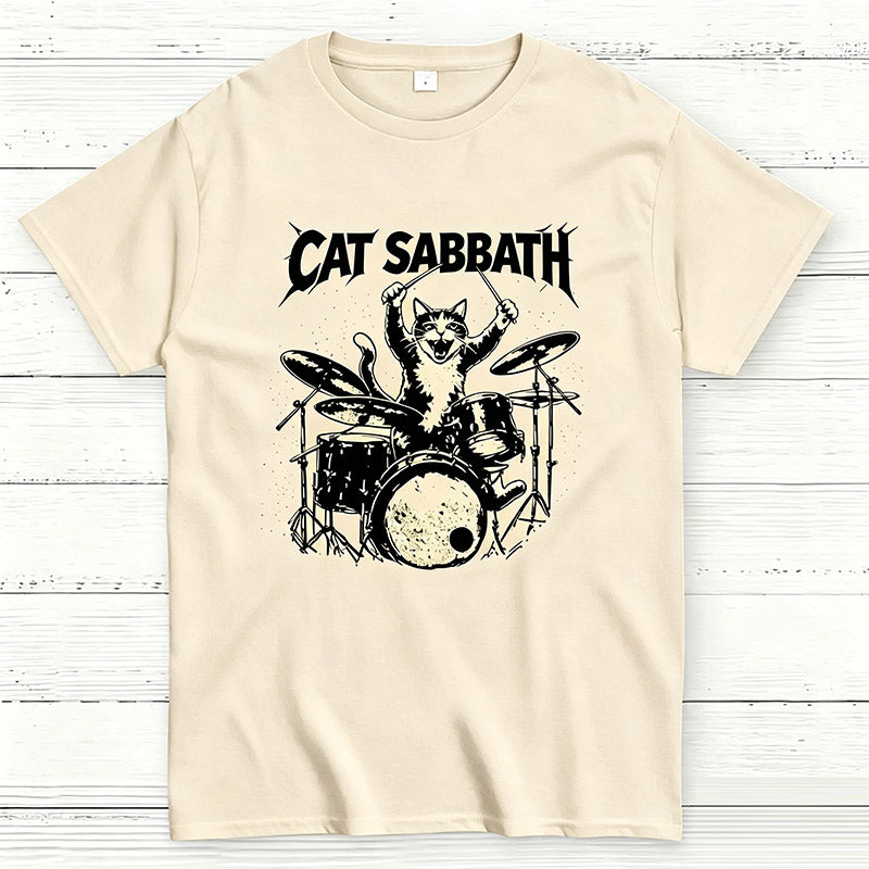 Cat Sabbath Funny Cat Drummer T-Shirt
