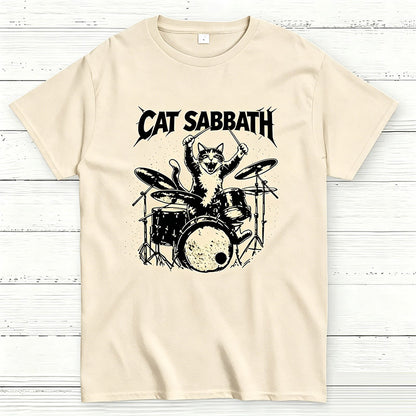Cat Sabbath Funny Cat Drummer T-Shirt