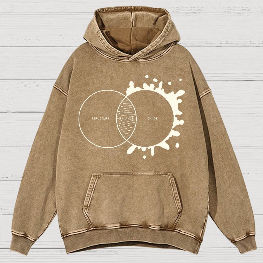 Balance Between Structure and Chaos Geek Vintage Distressed Hoodie