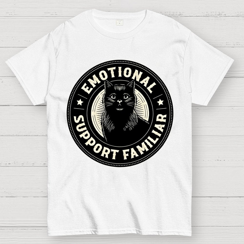 Emotional Support Familiar Black Cat Geek T-Shirt