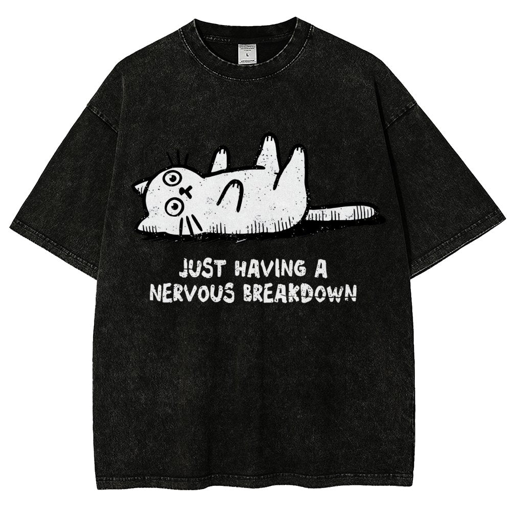 Nervous Breakdown Cat Vintage Distressed T-shirt