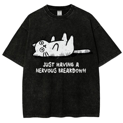 Nervous Breakdown Cat Vintage Distressed T-shirt