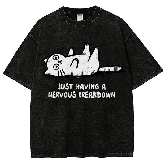 Nervous Breakdown Cat Vintage Distressed T-shirt