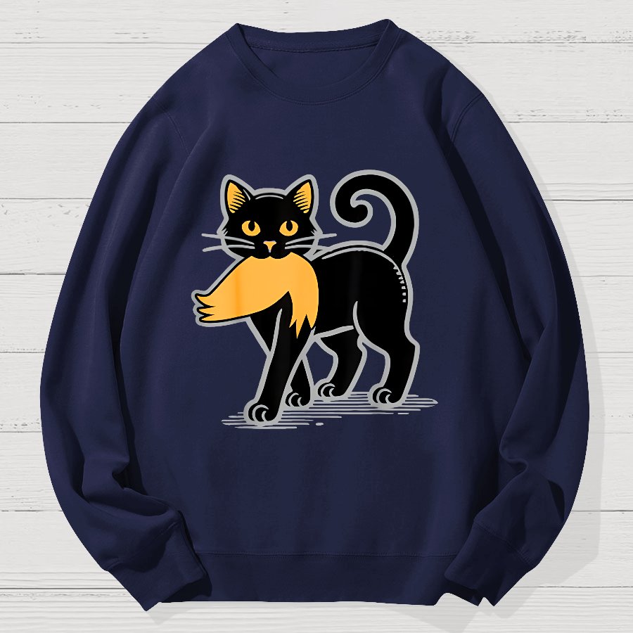 Black Cat Sarcasm Funny Cotton Sweatshirt