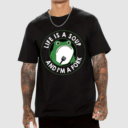 Life Is Soup and I'm a Fork Frog Geek T-Shirt