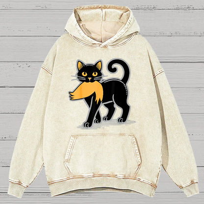 Black Cat Satire Vintage Distressed Hoodie