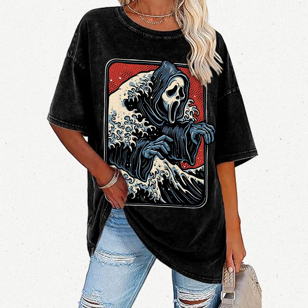 Ghost Wave Vintage Distressed T-shirt