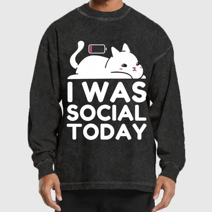 I Was Social Today Washed Long Sleeve Tee