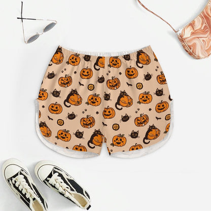 Pumpkin Black Cat Halloween Women's Geek Suspender Cami Set