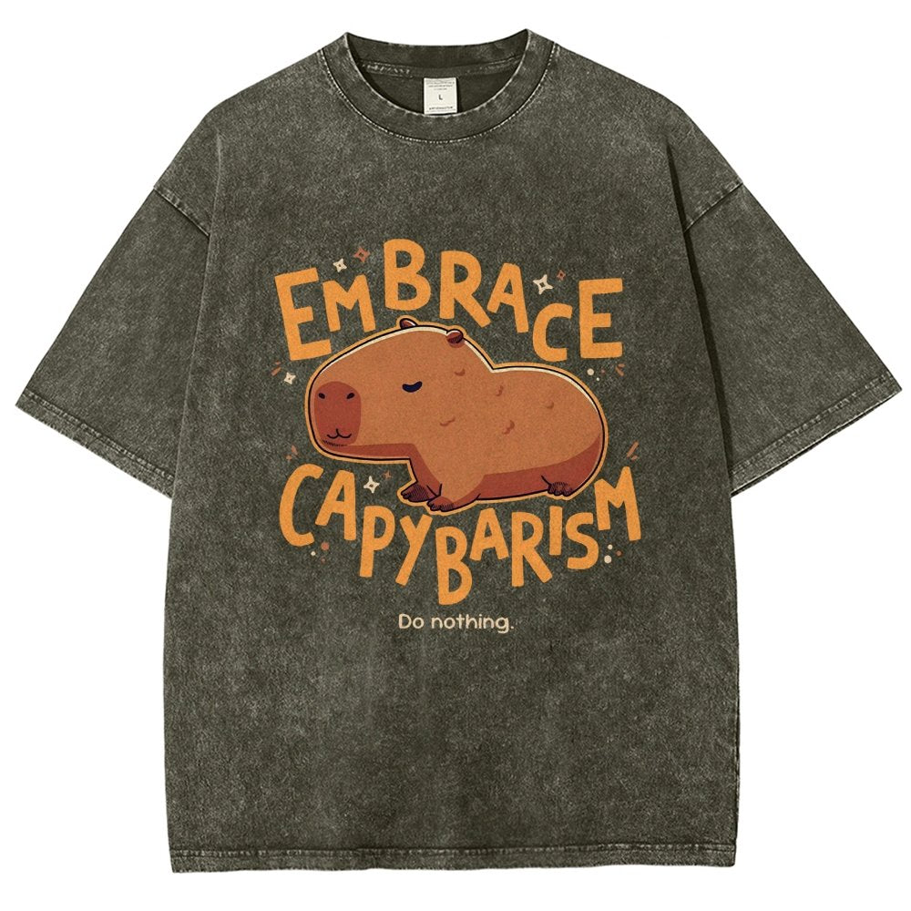 Capybarism Do Nothing Vintage Distressed T-shirt