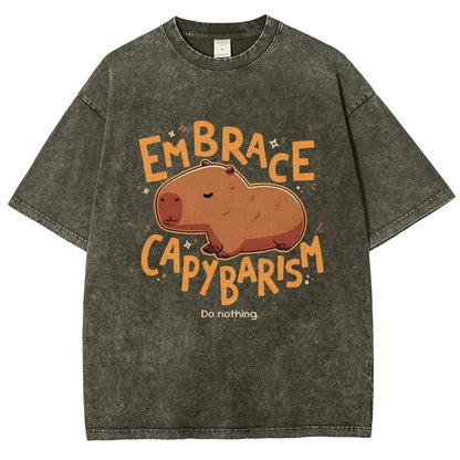 Capybarism Do Nothing Vintage Distressed T-shirt