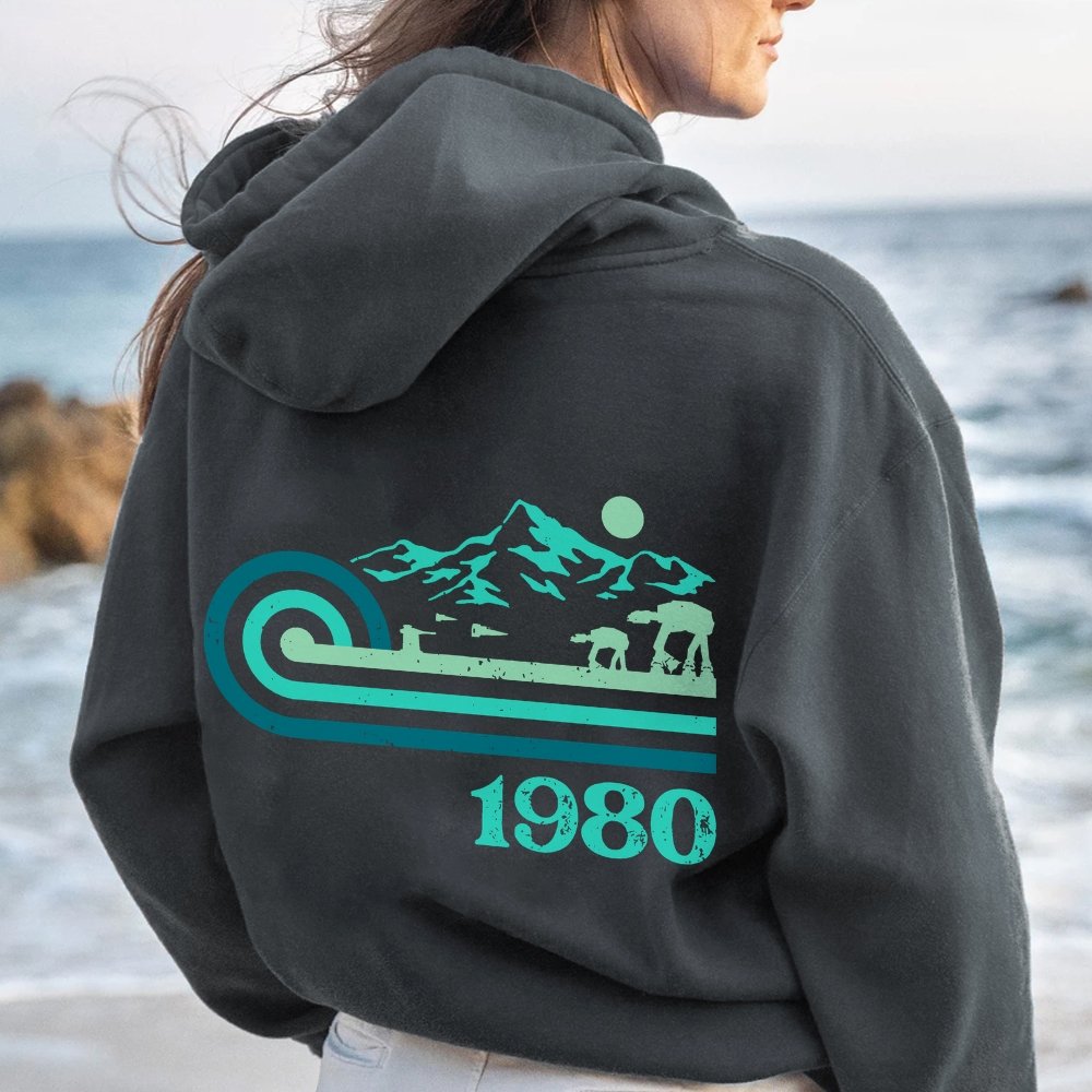 Retro Vintage Base Printed Back Unisex Cotton Hoodie