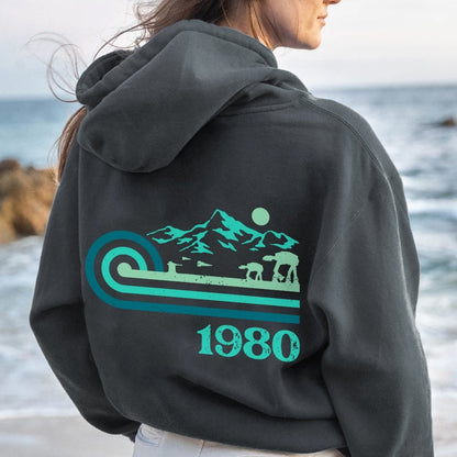 Retro Vintage Base Printed Back Unisex Cotton Hoodie