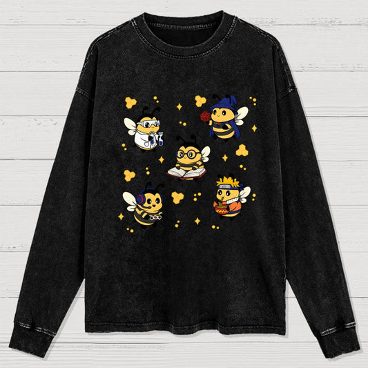Nerdy Bees Squad Washed Long Sleeve Tee