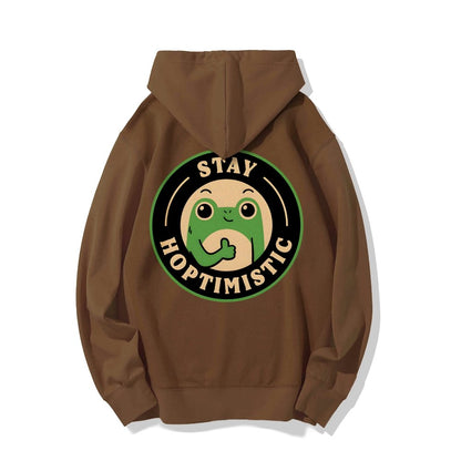 Stay Hoptimistic Printed Back Unisex Cotton Hoodie