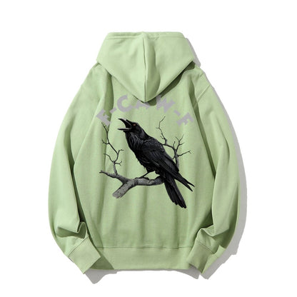 F-Caw-F Funny Crow Printed Back Unisex Cotton Hoodie