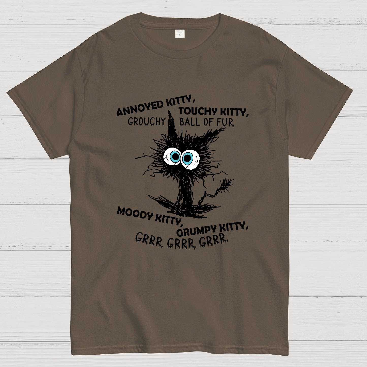 Annoyed Kitty Touchy Kitty Grouchy Ball Funny Geeky T-Shirt