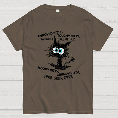 Annoyed Kitty Touchy Kitty Grouchy Ball Funny Geeky T-Shirt