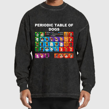 Periodic Table Of Dogs Dog Lover  Funny Science Washed Long Sleeve Tee