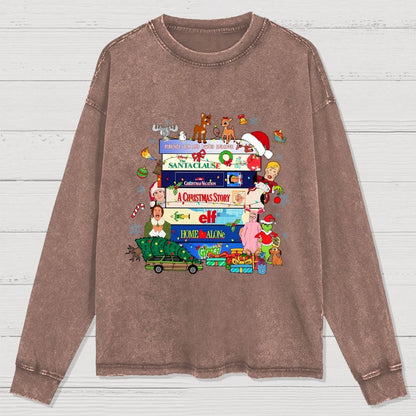 90s Style Christmas Washed Long Sleeve Tee