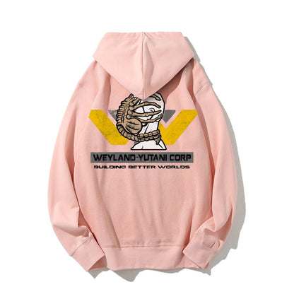 Mysterious Creatures Building Better Worlds Printed Back Unisex Cotton Hoodie