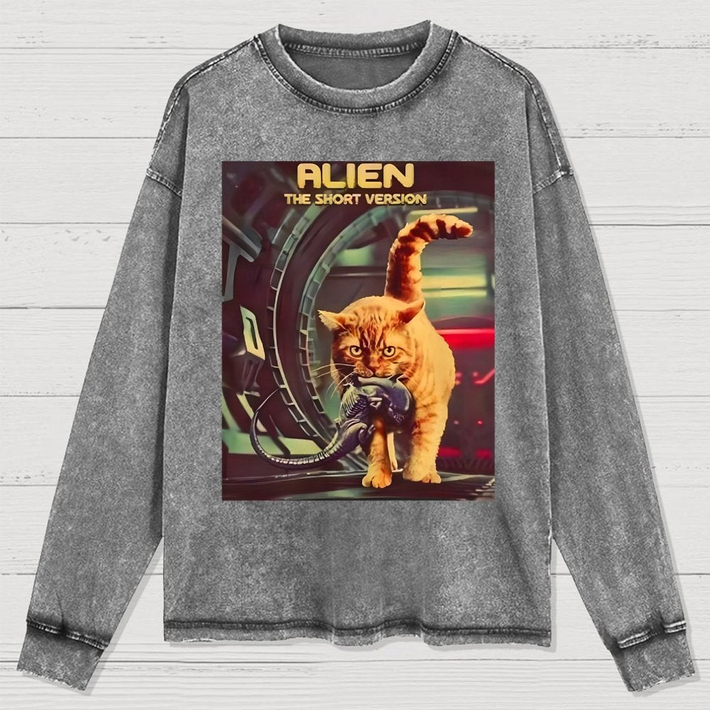 Mystery Cat Heavy Washed Long Sleeve Tee