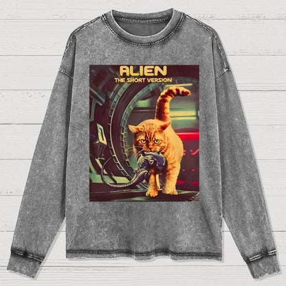 Mystery Cat Heavy Washed Long Sleeve Tee