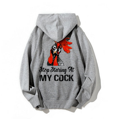 Stop Staring at My Cock Printed Back Unisex Cotton Hoodie