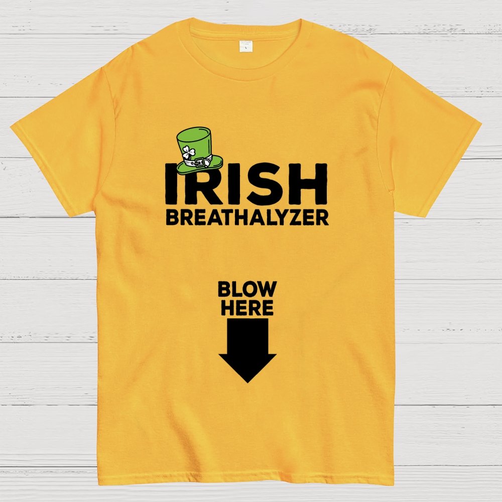 Irish Breathalyzer Blow here Funny St Patrick's Geek T-Shirt