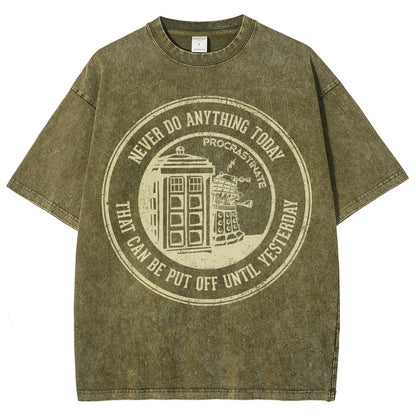 Time Travel Procrastination Vintage Distressed T-shirt
