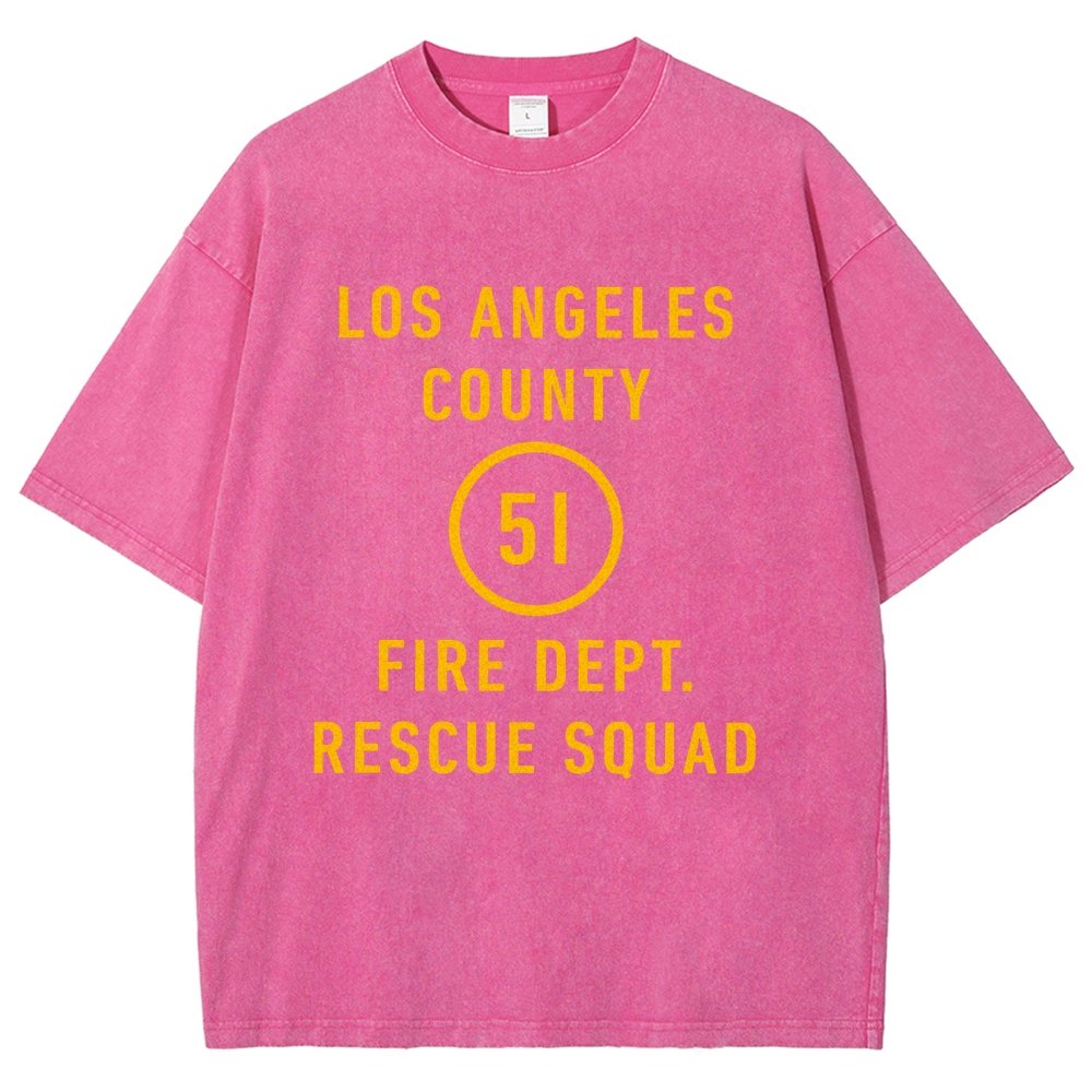 Emergency - Los Angeles County Fire Dept. Squad 51 Vintage Distressed T-shirt