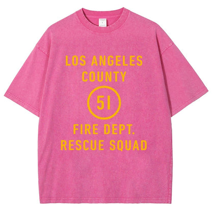 Emergency - Los Angeles County Fire Dept. Squad 51 Vintage Distressed T-shirt