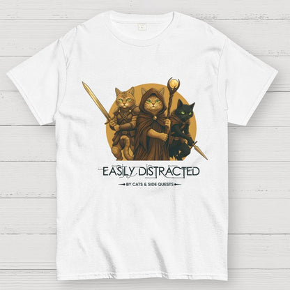 Easily Distracted By Cats And Side Quests Geek T-Shirt