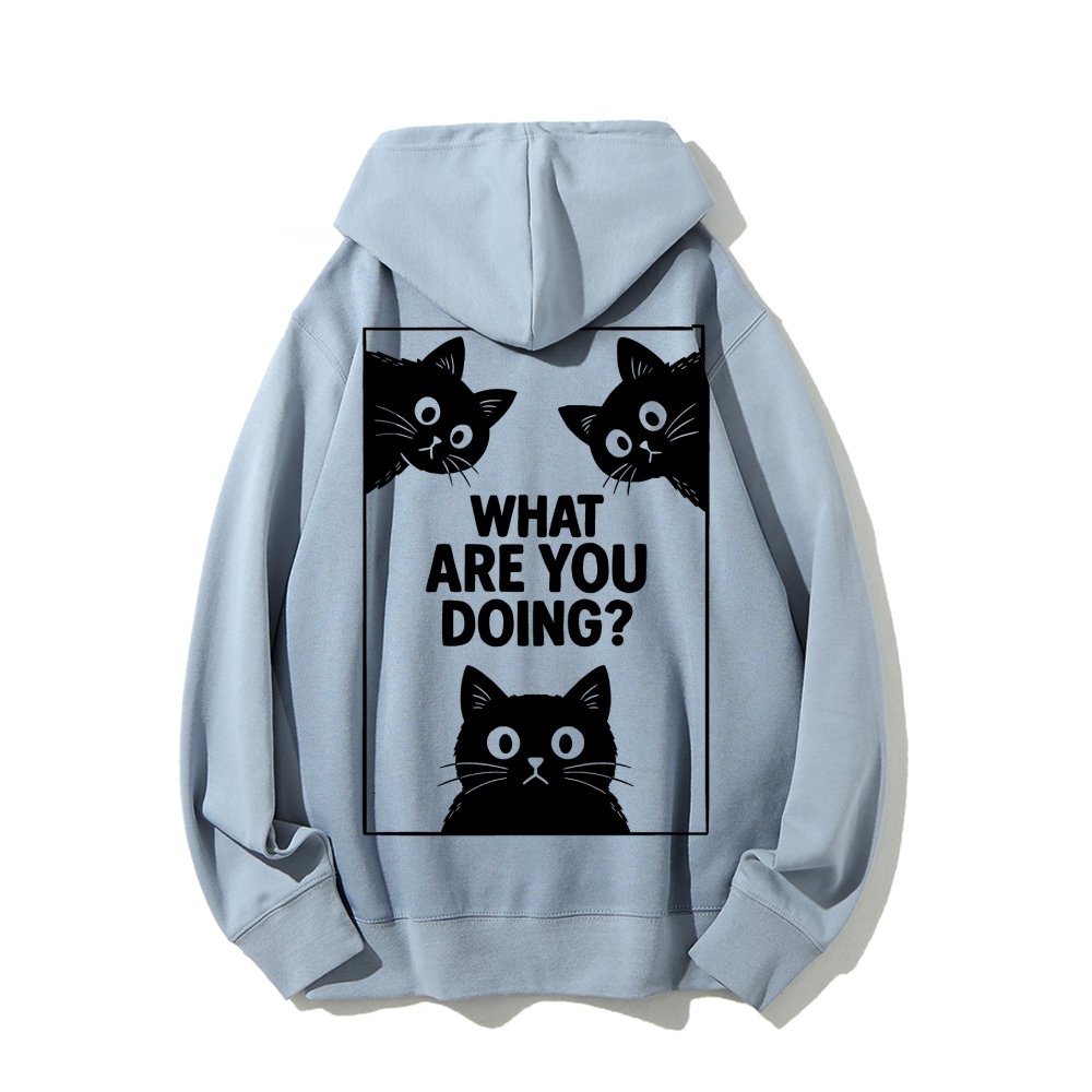 What Are You Doing Printed Back Unisex Cotton Hoodie