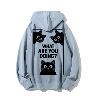 What Are You Doing Printed Back Unisex Cotton Hoodie