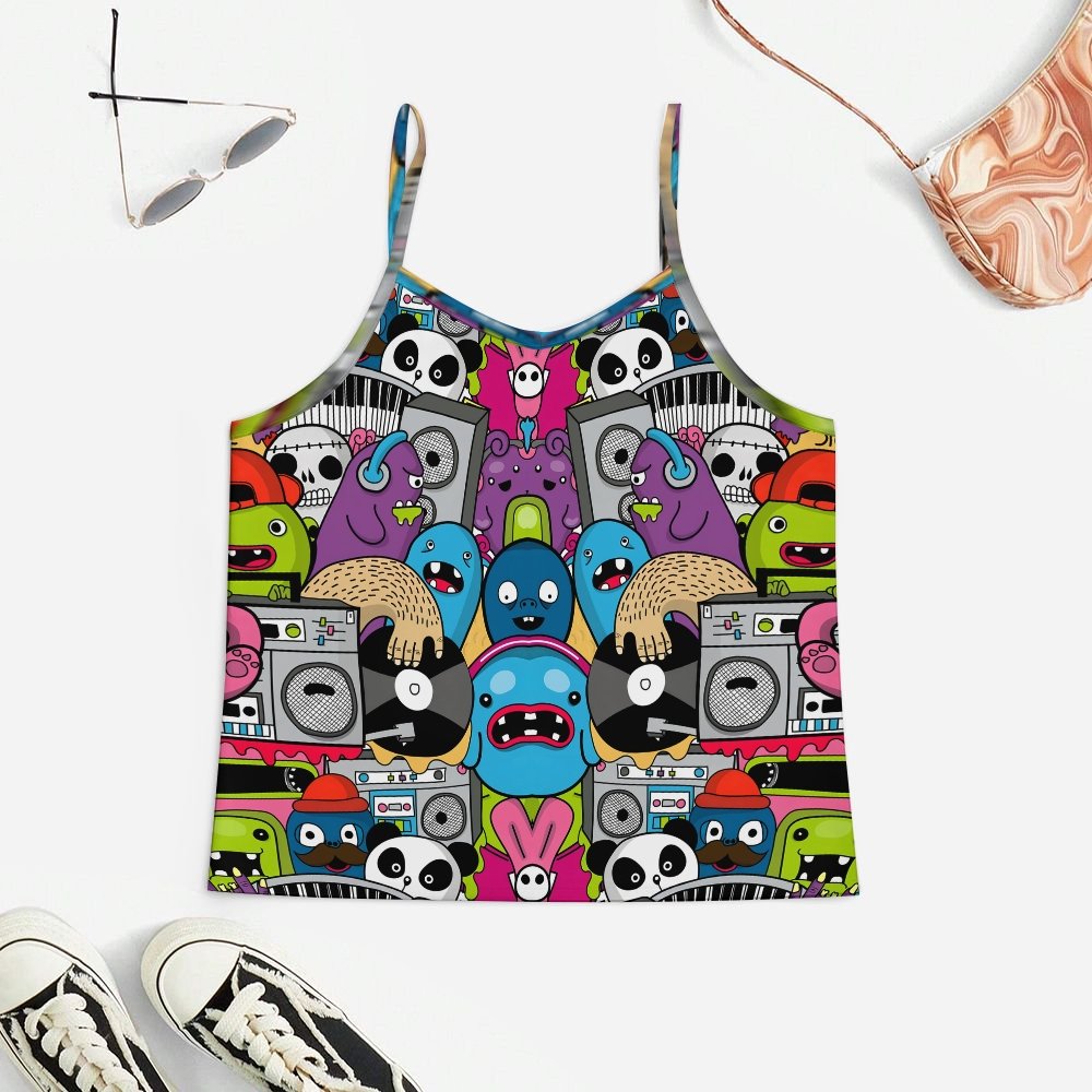 Trend Music Party Women's Geek Suspender Cami Set