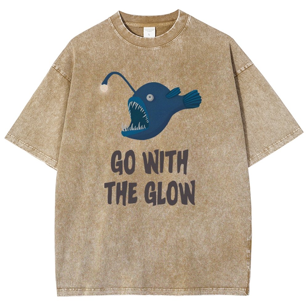 Go With The Glow Anglerfish Pun Vintage Distressed T-shirt
