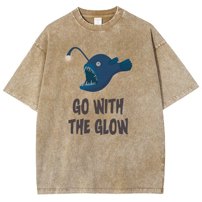 Go With The Glow Anglerfish Pun Vintage Distressed T-shirt