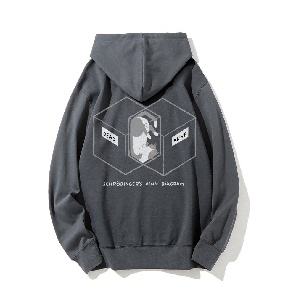 Schrodingers Venn Diagram Printed Back Unisex Cotton Hoodie