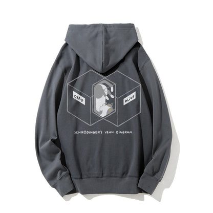 Schrodingers Venn Diagram Printed Back Unisex Cotton Hoodie