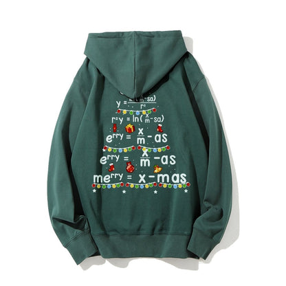 Christmas Math Printed Back Unisex Cotton Hoodie