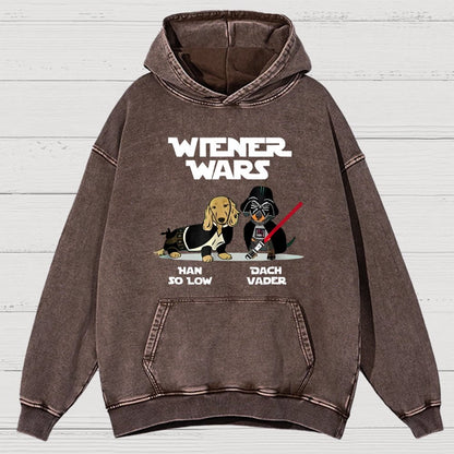 Wiener Wars Funny Dachshund Vintage Distressed Hoodie