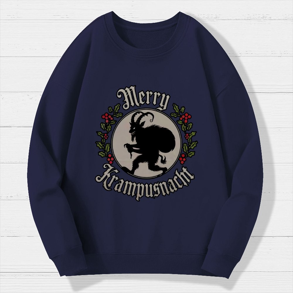 Merry Christmas  Krampus Night Geek Cotton Sweatshirt