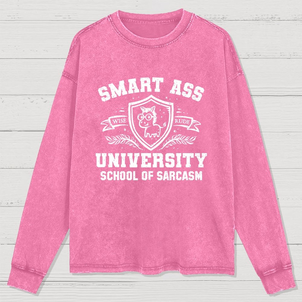 Smart Ass University Washed Long Sleeve Tee