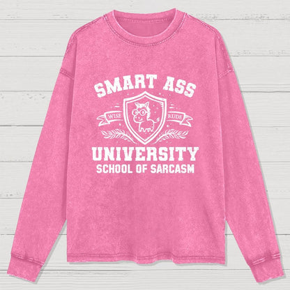 Smart Ass University Washed Long Sleeve Tee