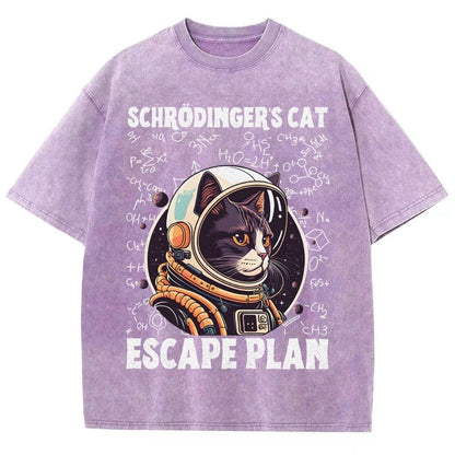 Funny Schrödinger's Cat Escape Plan Science Vintage Distressed T-shirt