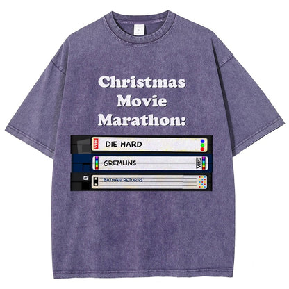 Christmas Movie Marathon Vintage Distressed T-shirt